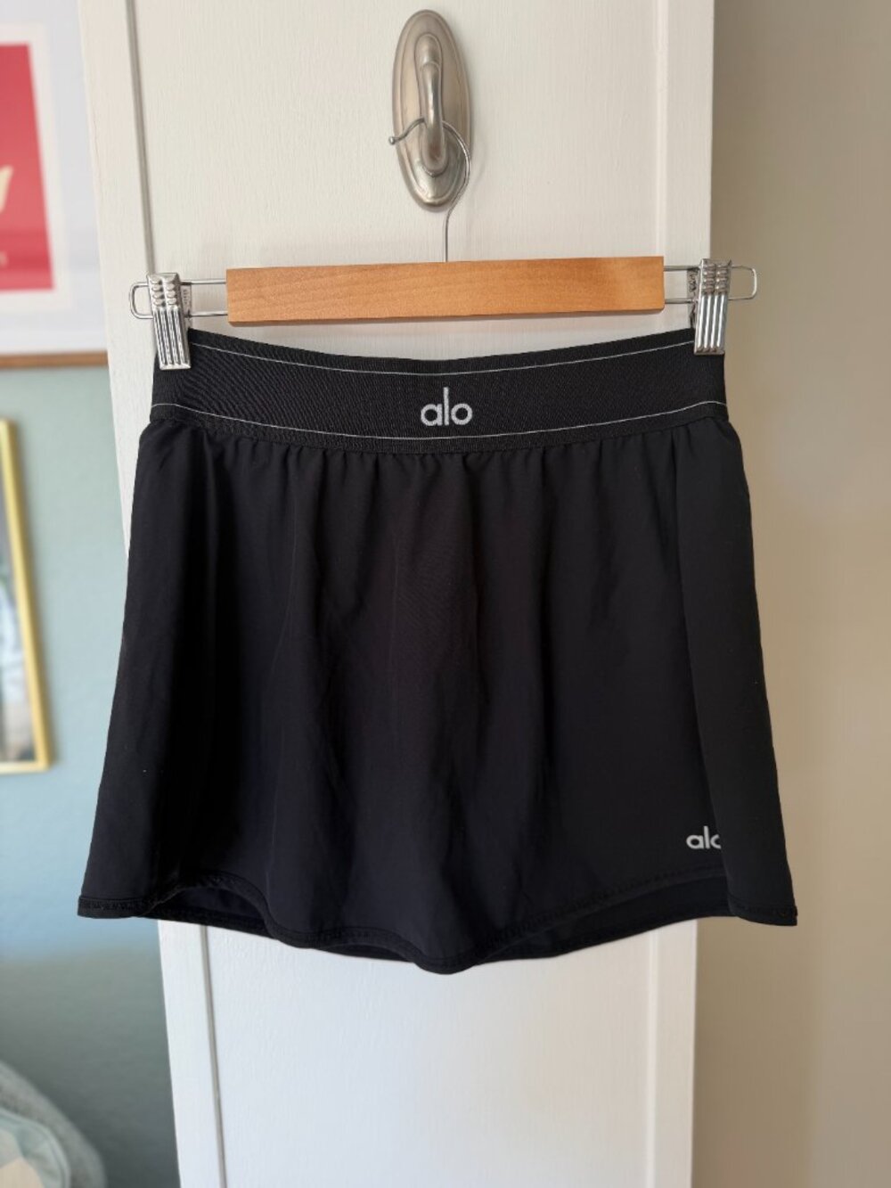 Alo Yoga Match Point Tennis Skirt Black Flared Built In Shorts Athletic - S